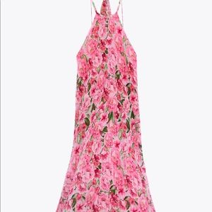 Zara Pink Floral Midi Dress